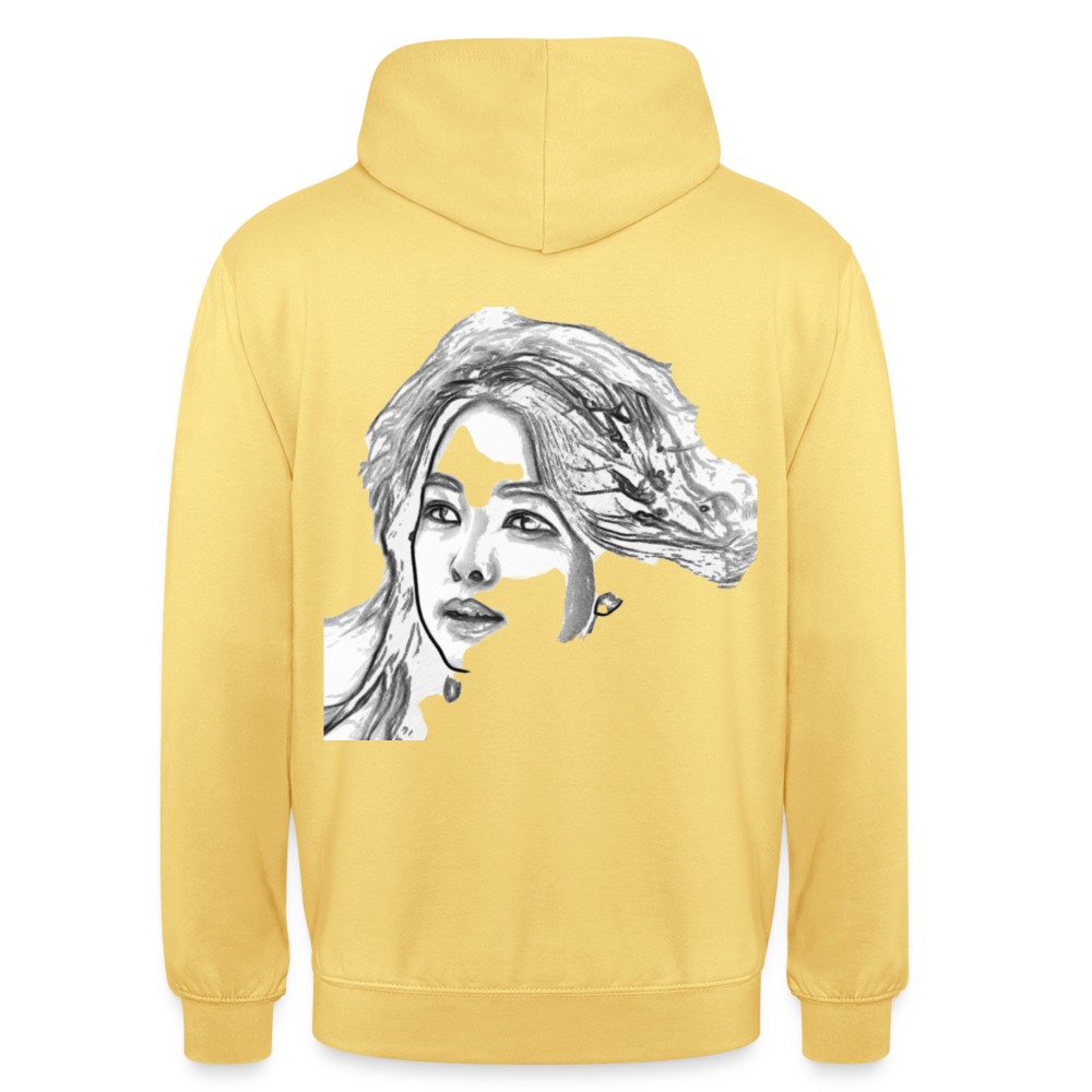 Sudadera con capucha unisex, ¨Meli Meli¨ - amarillo limón