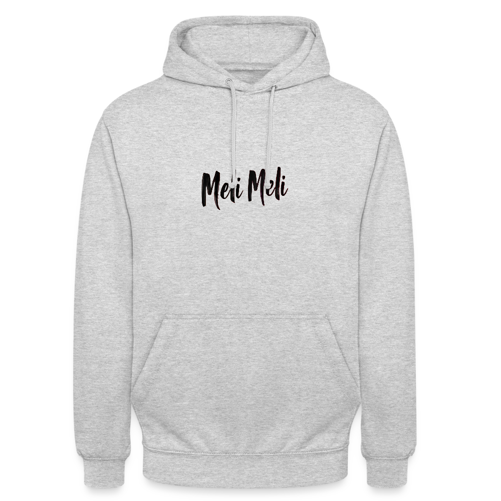 Sudadera con capucha unisex, ¨Meli Meli¨ - gris claro jaspeado