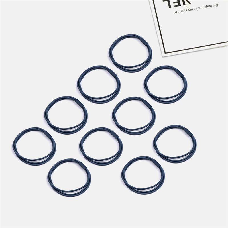 Women's Simple Basic Elastic Hair Bands 10 pcs Set