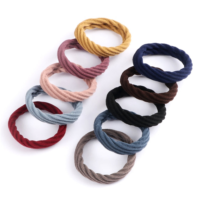 Women's Simple Basic Elastic Hair Bands 10 pcs Set