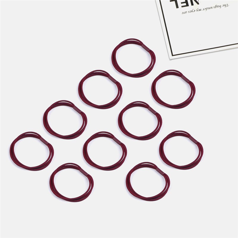 Women's Simple Basic Elastic Hair Bands 10 pcs Set