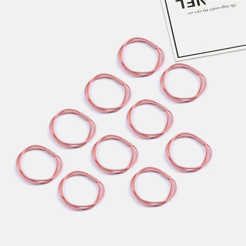 Women's Simple Basic Elastic Hair Bands 10 pcs Set