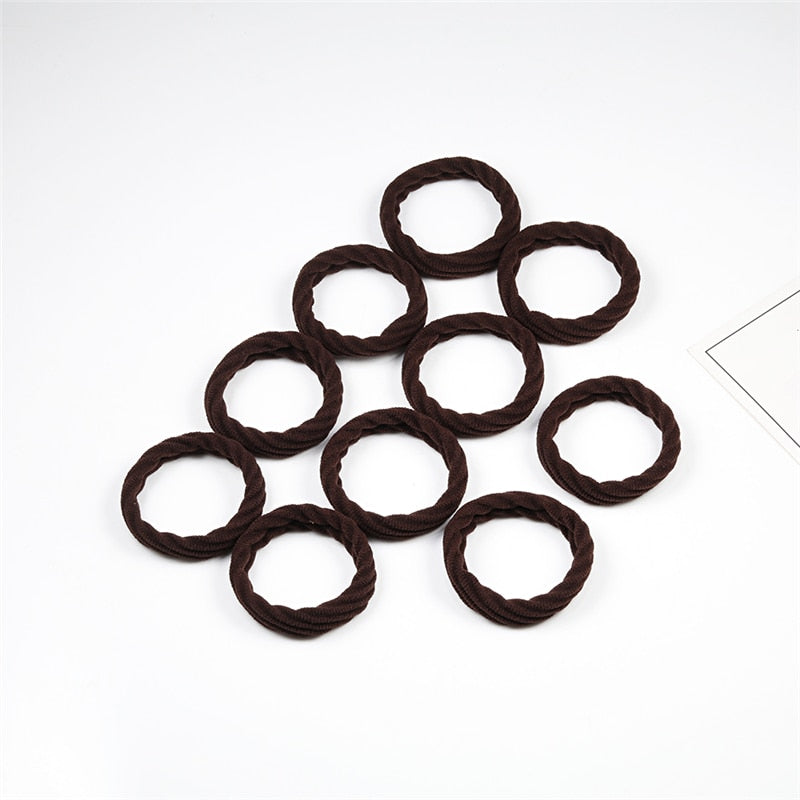 Women's Simple Basic Elastic Hair Bands 10 pcs Set
