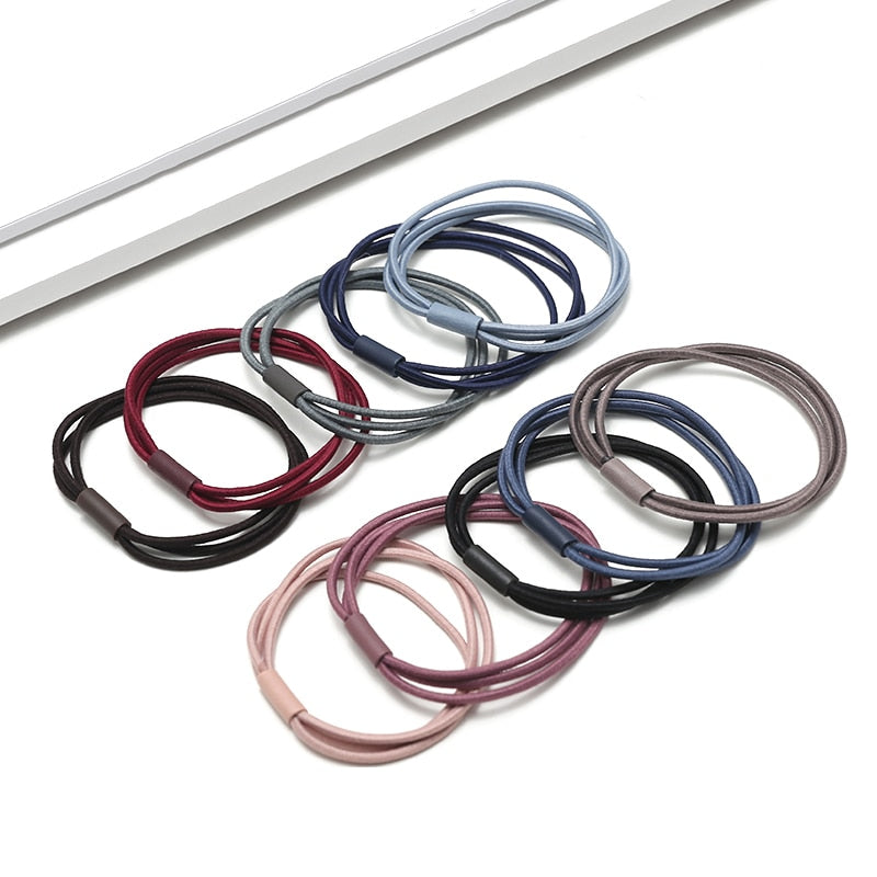 Women's Simple Basic Elastic Hair Bands 10 pcs Set