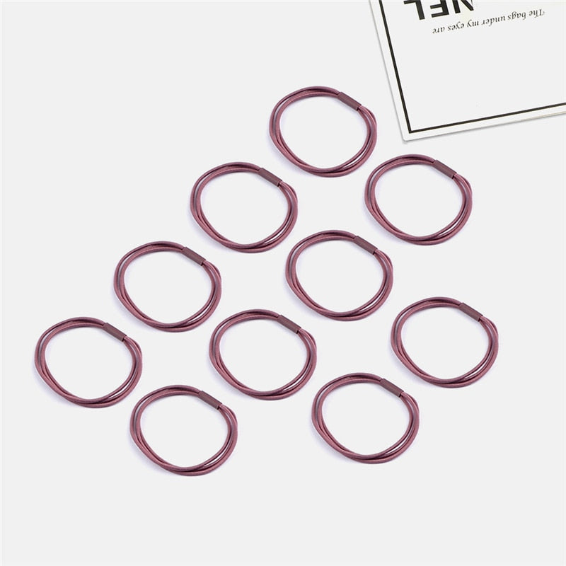 Women's Simple Basic Elastic Hair Bands 10 pcs Set