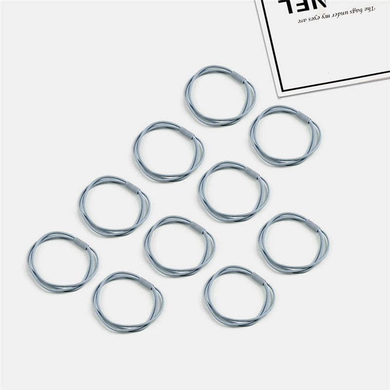 Women's Simple Basic Elastic Hair Bands 10 pcs Set