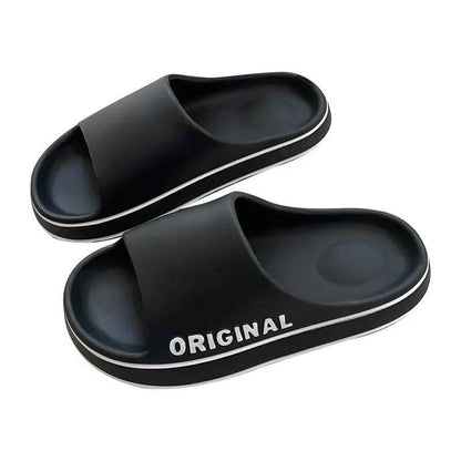Stylish Solid Color Couples' Slip-On Slippers - Anti-Slip Summer Beach Slides with Thick Sole - Meli Meli CDMX