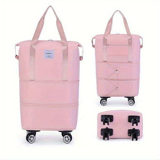 Folding Luggage Bags Expandable Rolling Duffle Pack With Wheel Large Capacity Oxford Clot Dry-Wet Separation Outdoor Weekend Bag - Meli Meli CDMX
