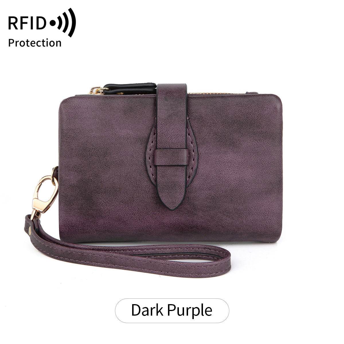 RFID Women's Wallet Soft Leather Solid Color 70 Off Short Style - Meli Meli CDMX