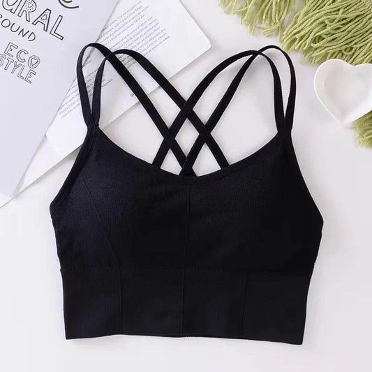 Sexy Women Tops Back Cross Strap Tank Top Push up Running Sports Bra Breathable Soft Fitness Beauty Solid Color Yoga Bra - Meli Meli CDMX