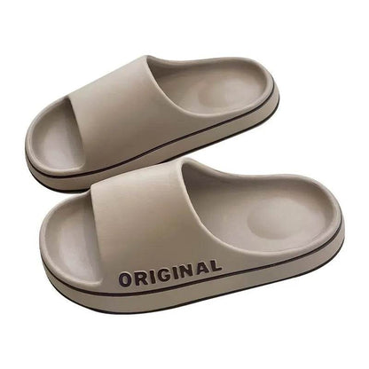 Stylish Solid Color Couples' Slip-On Slippers - Anti-Slip Summer Beach Slides with Thick Sole - Meli Meli CDMX
