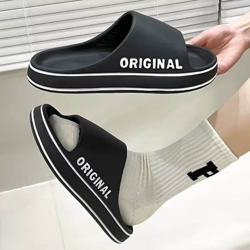 Stylish Solid Color Couples' Slip-On Slippers - Anti-Slip Summer Beach Slides with Thick Sole - Meli Meli CDMX