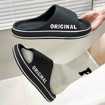 Stylish Solid Color Couples' Slip-On Slippers - Anti-Slip Summer Beach Slides with Thick Sole - Meli Meli CDMX