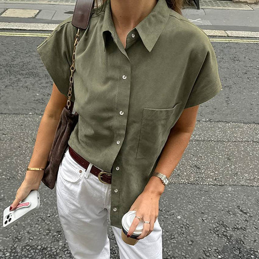 European And American Retro Green Lazy Women's Fashion Shirt - Meli Meli CDMX