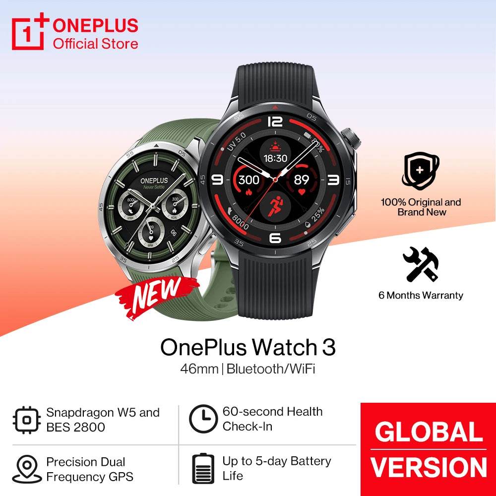 2025 OnePlus Watch 3 Global Version Smart Watch 1.5’’ AMOLED 32GB Snapdragon W5 Wear OS by Google Snapdragon W5 IP68 - Meli Meli CDMX