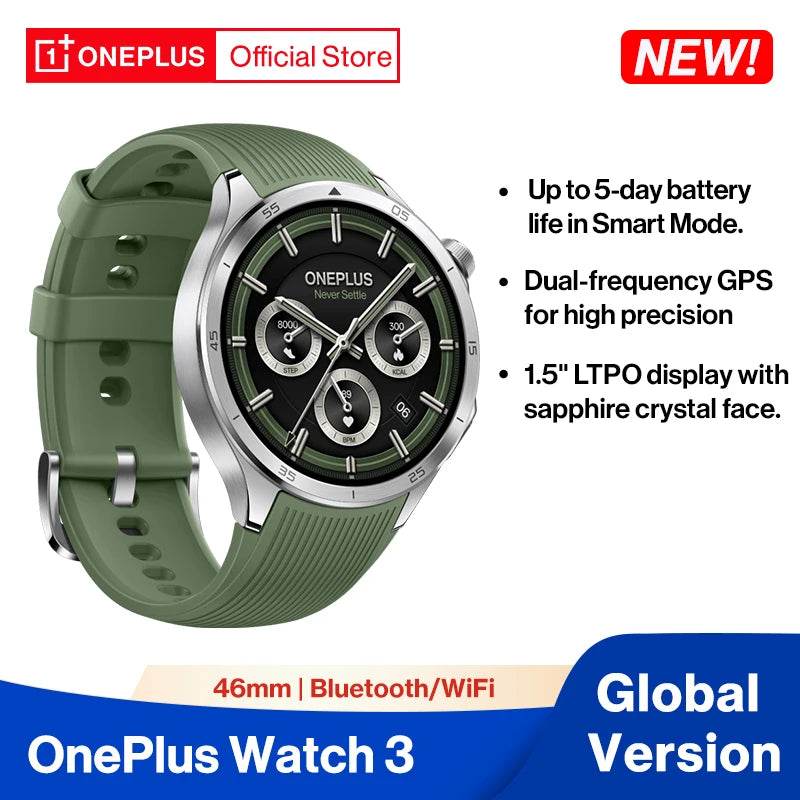 2025 OnePlus Watch 3 Global Version Smart Watch 1.5’’ AMOLED 32GB Snapdragon W5 Wear OS by Google Snapdragon W5 IP68 - Meli Meli CDMX