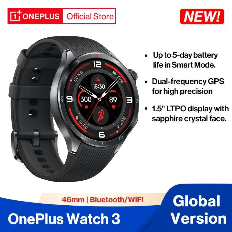 2025 OnePlus Watch 3 Global Version Smart Watch 1.5’’ AMOLED 32GB Snapdragon W5 Wear OS by Google Snapdragon W5 IP68 - Meli Meli CDMX