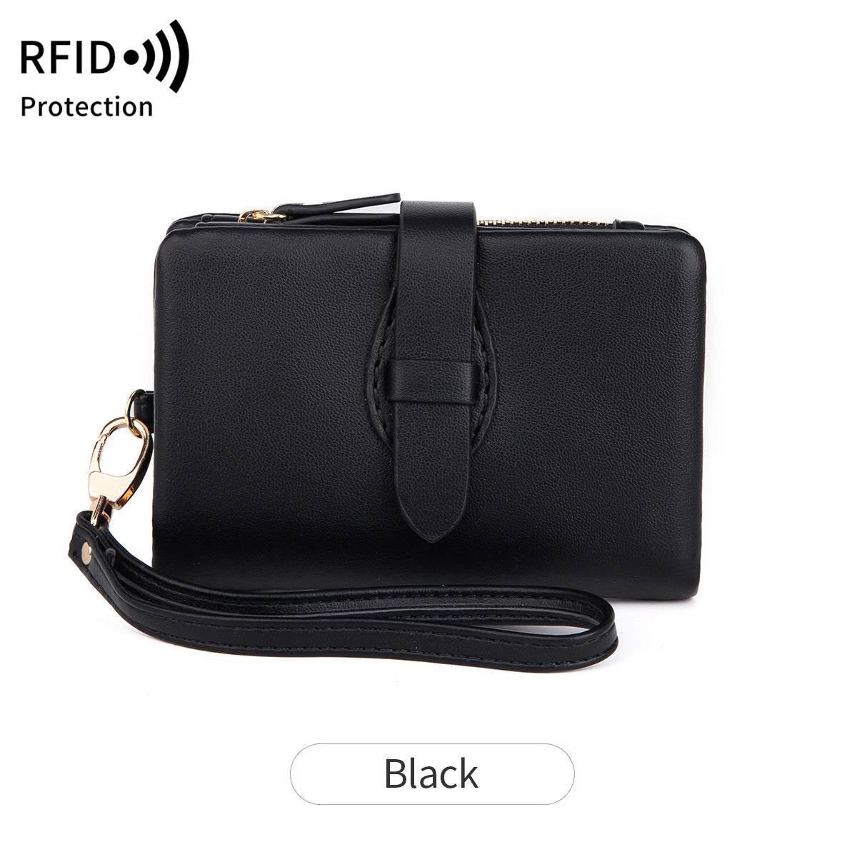 RFID Women's Wallet Soft Leather Solid Color 70 Off Short Style - Meli Meli CDMX