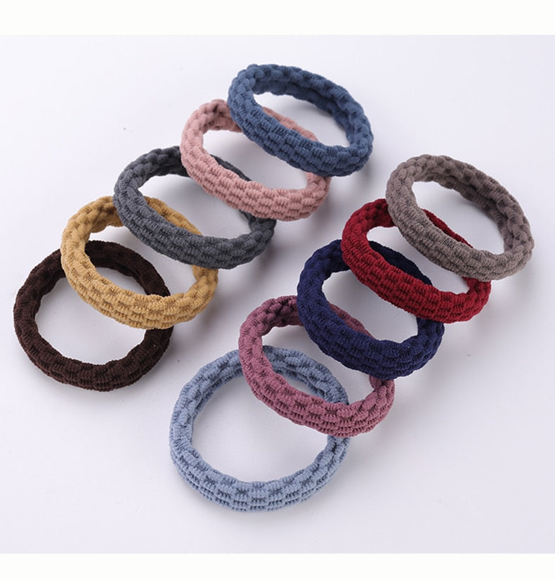 Women's Simple Basic Elastic Hair Bands 10 pcs Set