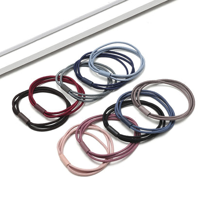 Women's Simple Basic Elastic Hair Bands 10 pcs Set