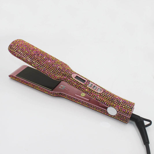 Wide Plate Inlaid Rhinestone Quartz Hair Straightener High Temperature Titanium - Meli Meli CDMX